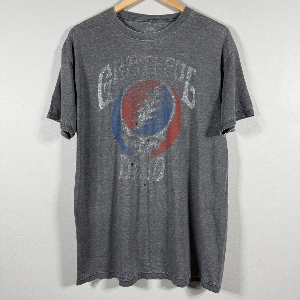 Ripple Junction Grateful Dead Steal Your Face Graphic T-Shirt Gray Large